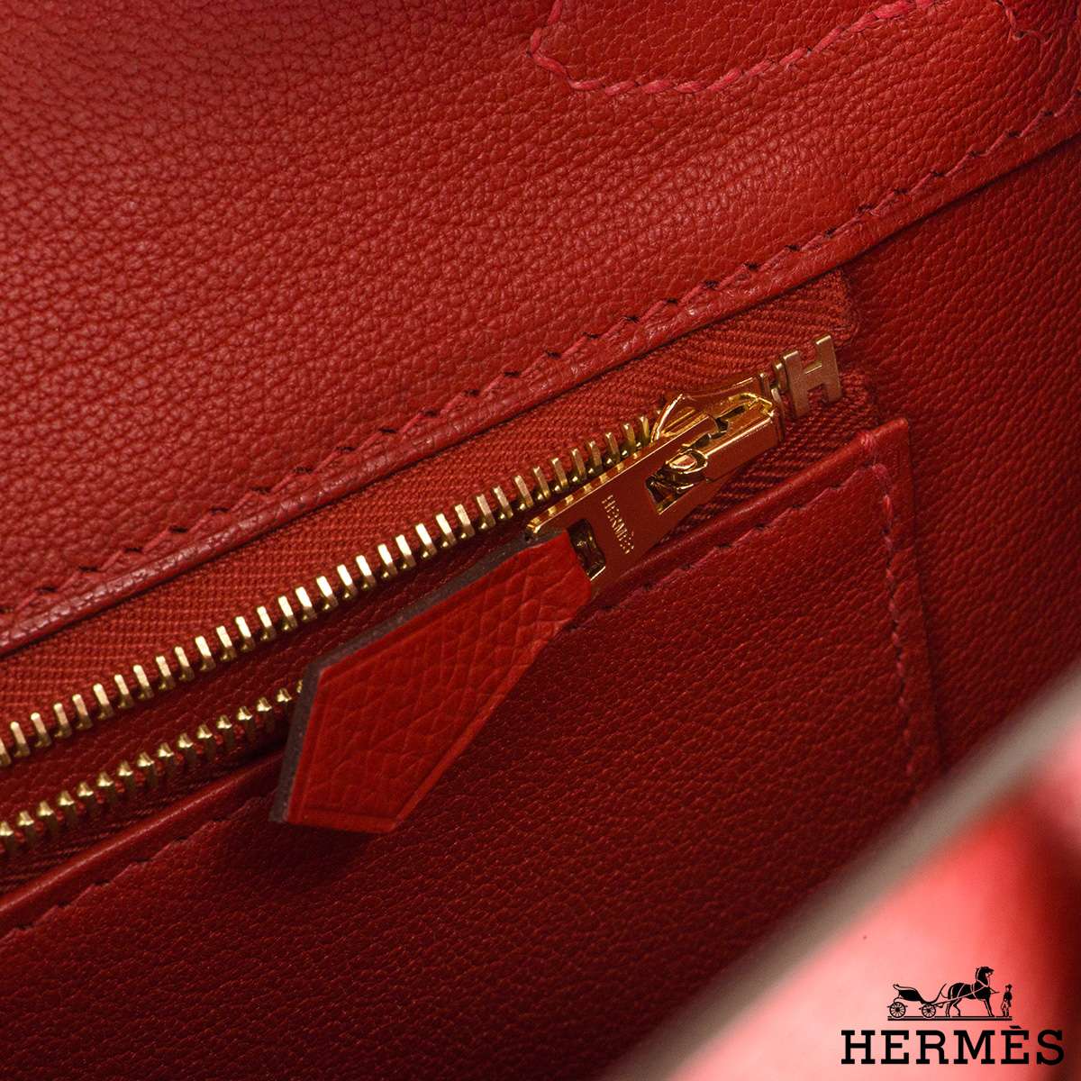 HERMES Epsom Birkin 30 Rouge Casaque 144367